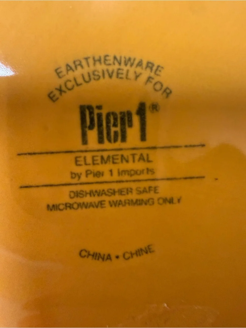 Pair of 12” Vintage Golden Yellow Pier 1 Plates Pattern Elemental So Pretty